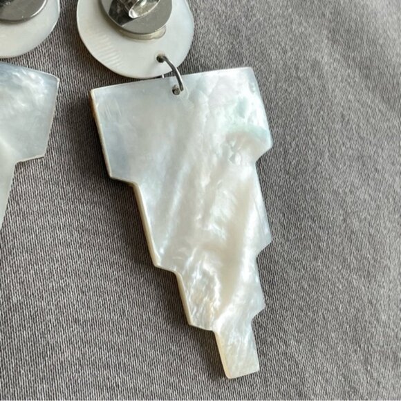 Carved Mother of Pearl and Abalone Shell Earrings - Picture 12 of 13